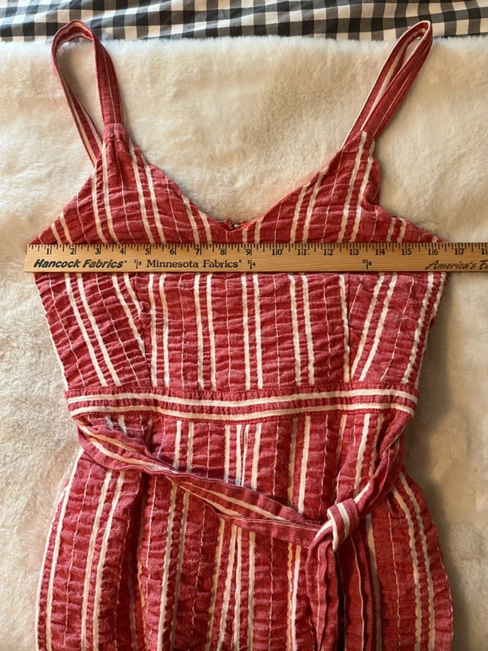 Anthropologie Ett:twa Robin‎ Sleeveless Red Striped Wide Leg Cropped Jumpsuit